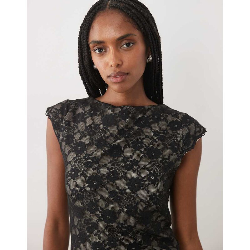 Abercrombie & Fitch reversible scoop neck lace top with