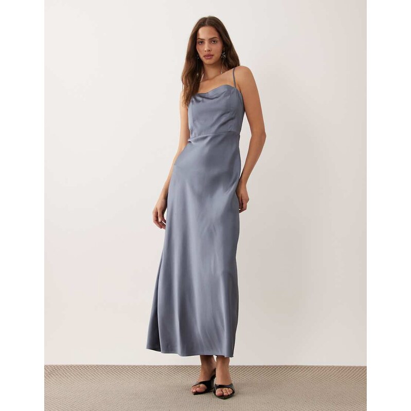 Abercrombie & Fitch strappy square neck maxi dress in petrol
