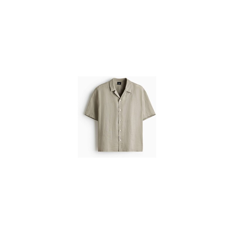 H&M - Lněná košile resort Relaxed Fit - Světle Zelená Khaki