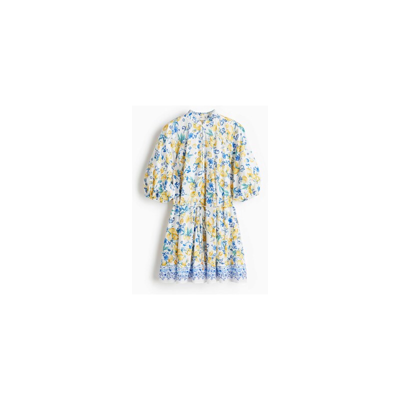 H&M - Šatys vázacím páskem - Bílá/Citrony
