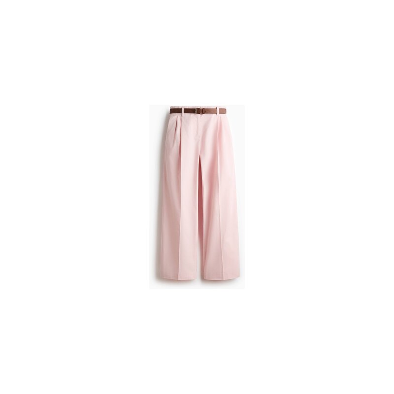 H&M - Bavlněné kalhoty chinos páskem - Světle Růžová