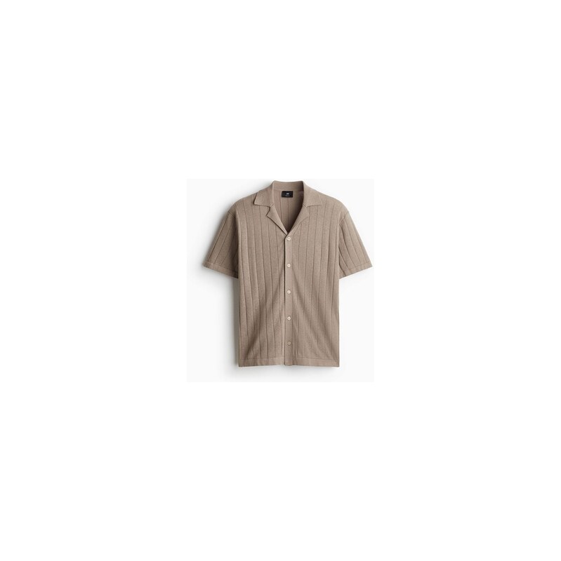 H&M - Košile resort z lněné směsi Regular Fit - Tmavě Béžová