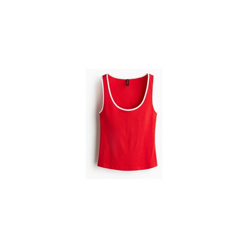H&M - Bavlněný top bez rukávů - Jasně Červená