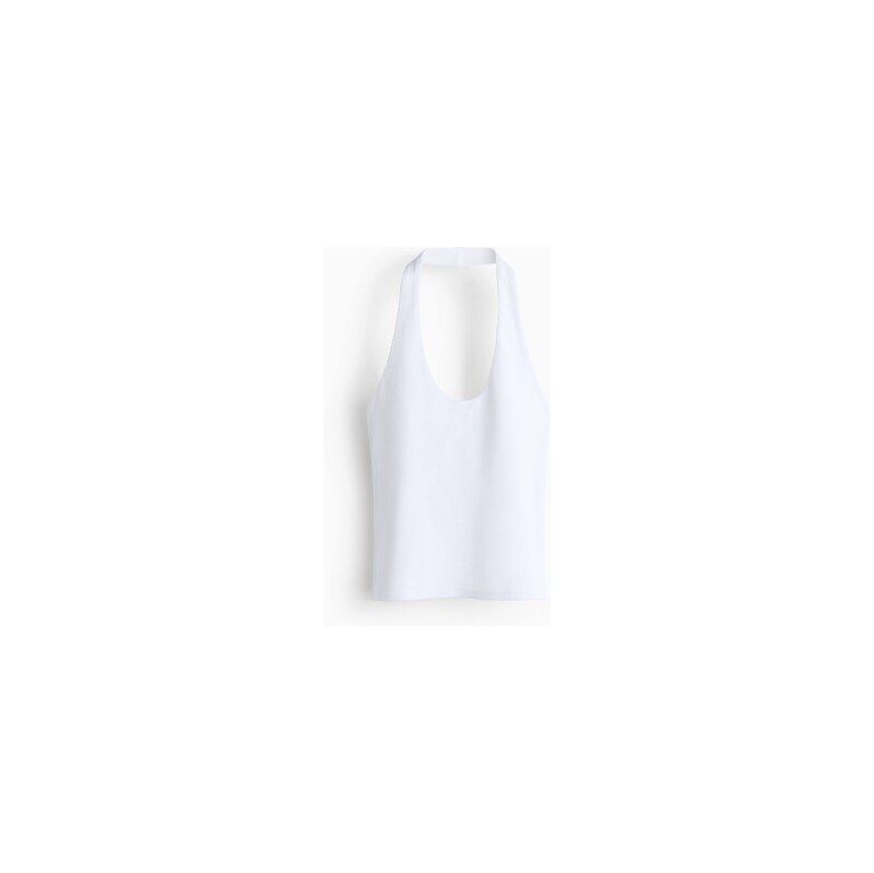 H&M - Žebrovaný top halterneck - Bílá