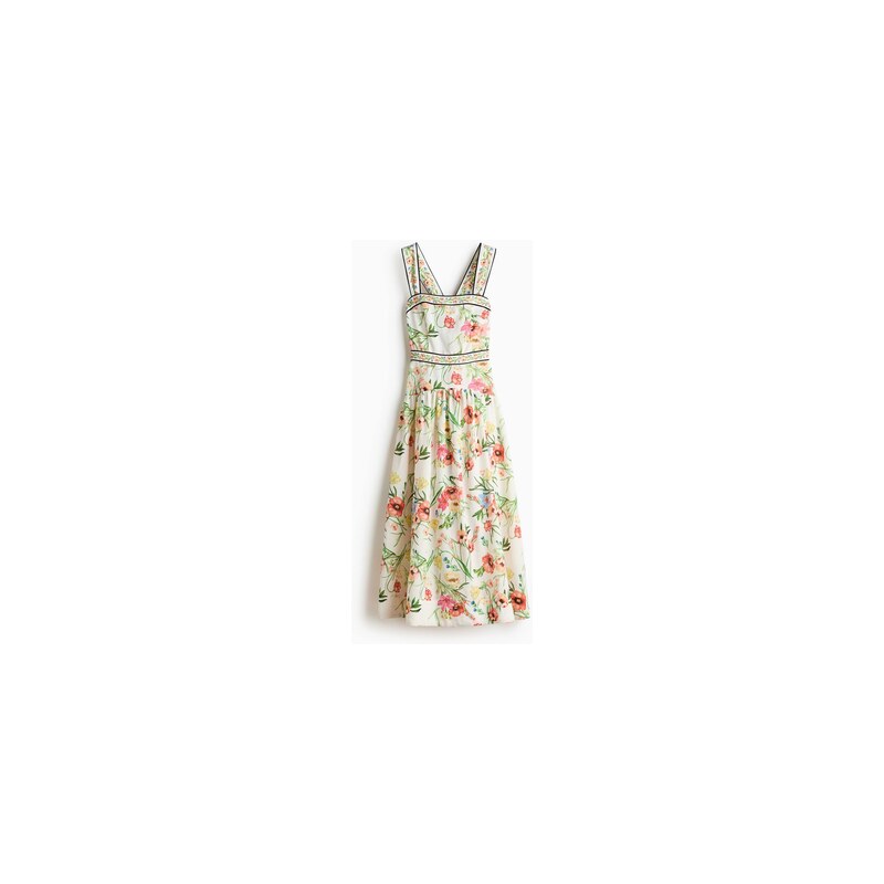 H&M - Šatys vázačkami - Krémová/Květiny