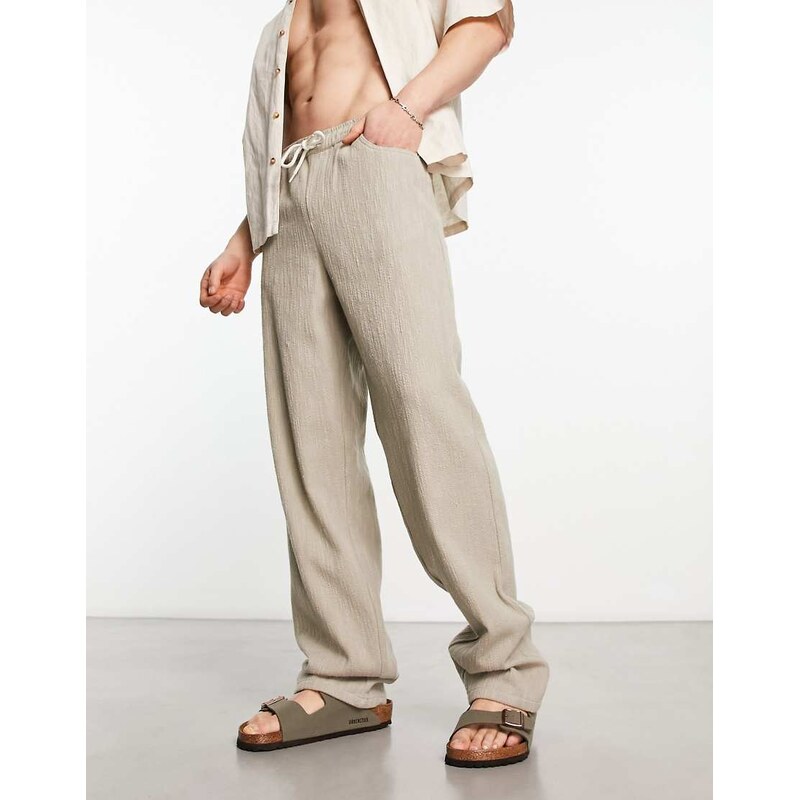 ASOS DESIGN relaxed trousers in stone-Neutral