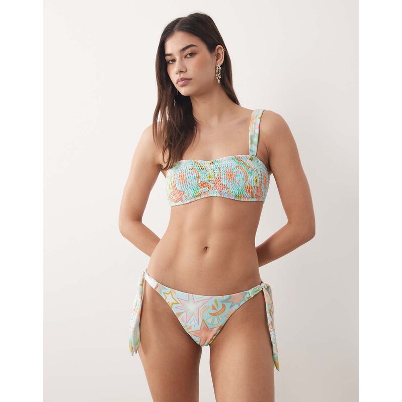 Never Fully Dressed side bikini bottom co-ord in blue sun print
