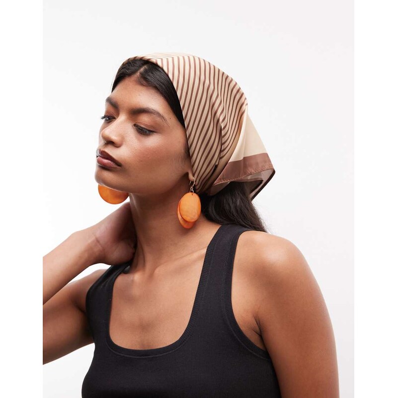 Sui Ava patterned headscarf in brown-Neutral
