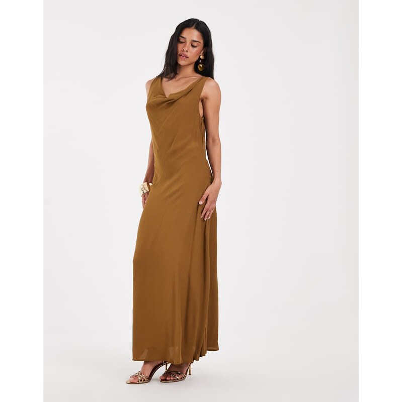 AWARE sleeveless cowl neck maxi dress in mustard-Yellow