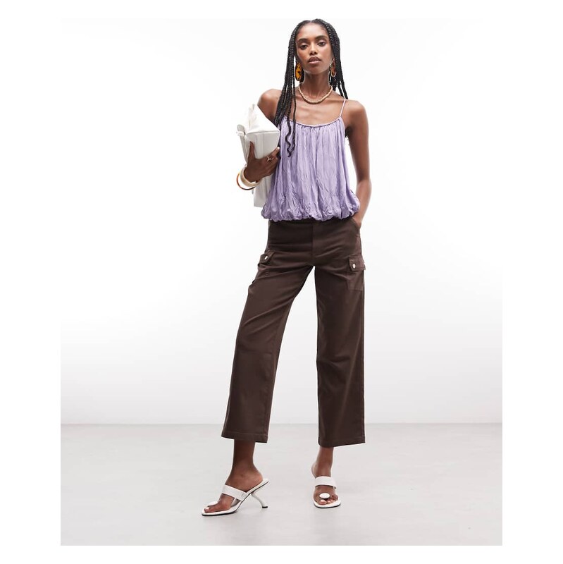 ASOS DESIGN cargo trouser with pocket detail in chocolate-Brown