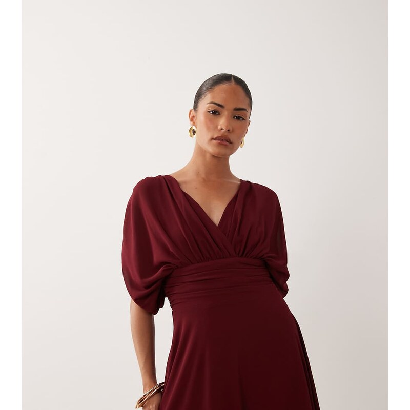 TFNC Petite TFNC Bridesmaid Petite chiffon v-neck draped sleeve