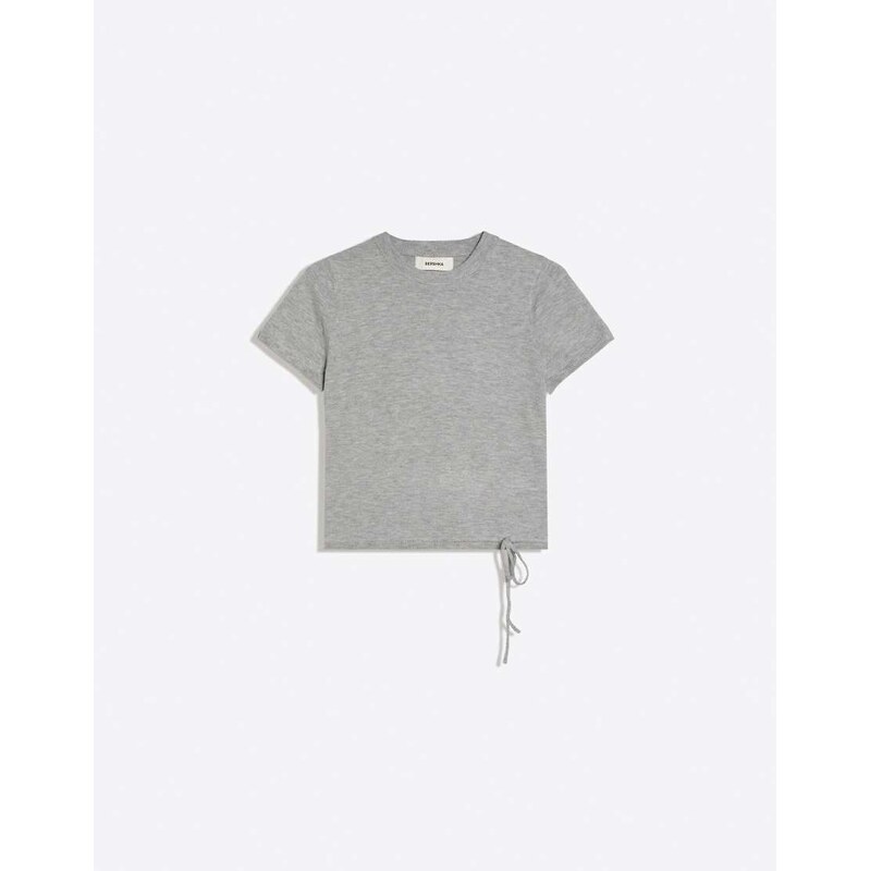 Bershka Round neck short-sleeved t-shirt in grey