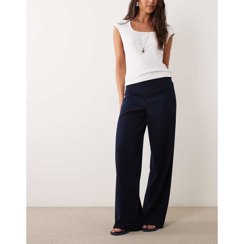 Mango Teen buckle detail tailored straight trouser in navy