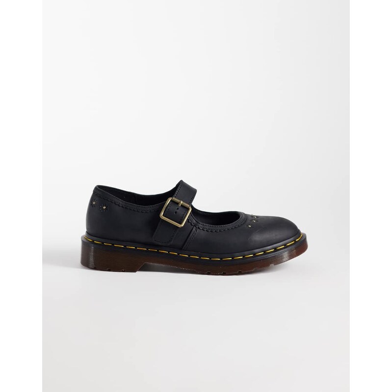 Dr Martens Mary Jane floral embossed shoes in black crazy horse