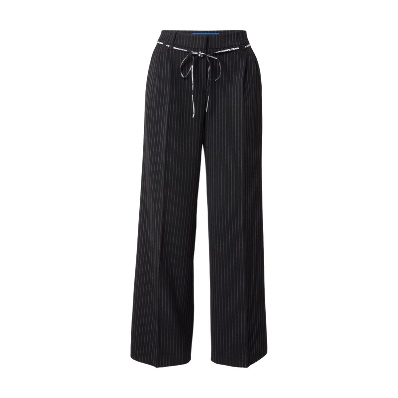 KARL LAGERFELD JEANS Kalhoty se sklady v pase černá / bílá