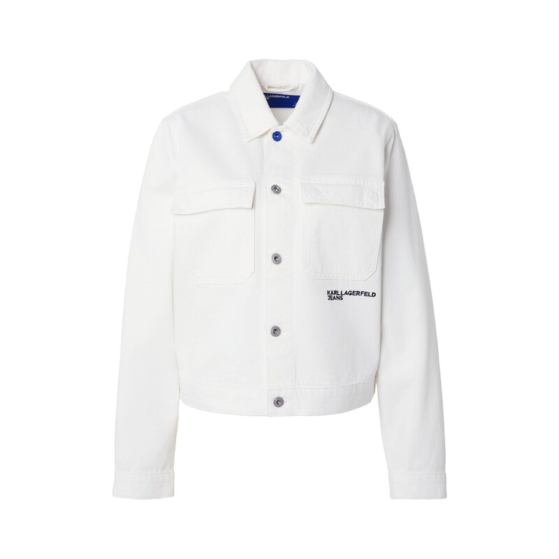 KARL LAGERFELD JEANS Přechodná bunda černá / bílá