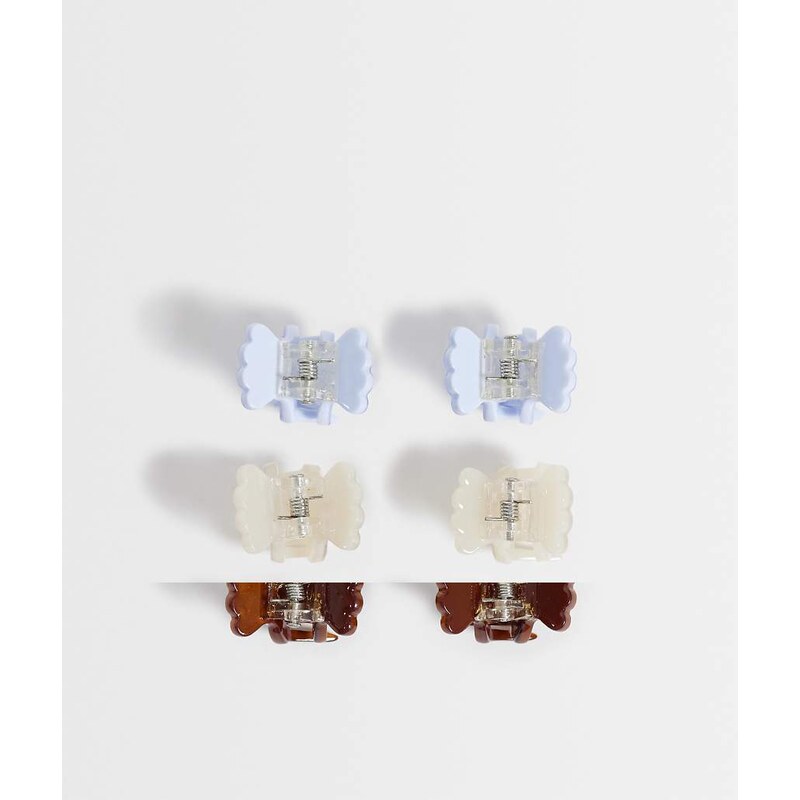 Sui Avav 6 pack tiny hair claws in brown, blue and white-Multi