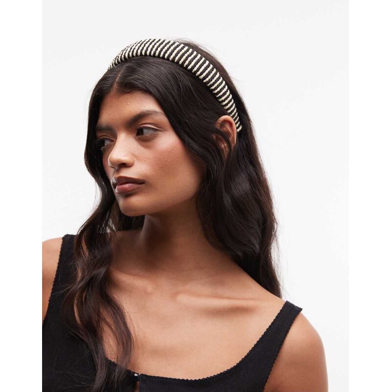 Sui Ava striped headband in black and white