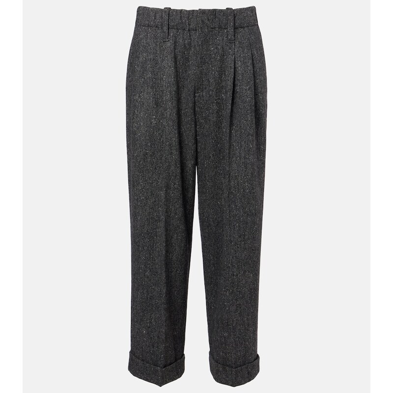 Brunello Cucinelli Pleated wool-blend tapered pants