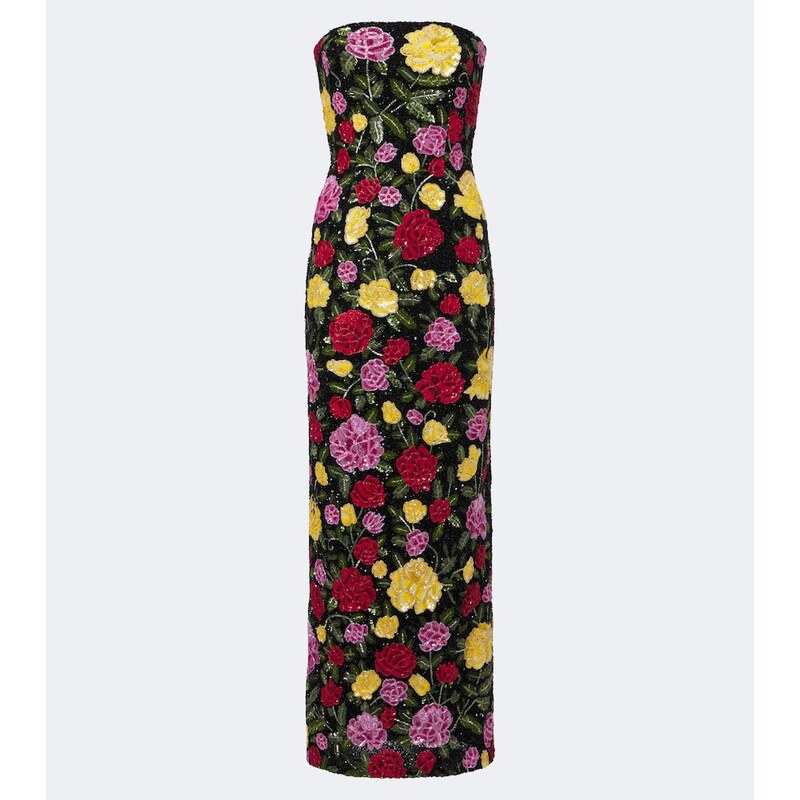 Là Fuori Maison Rose embellished bustier gown