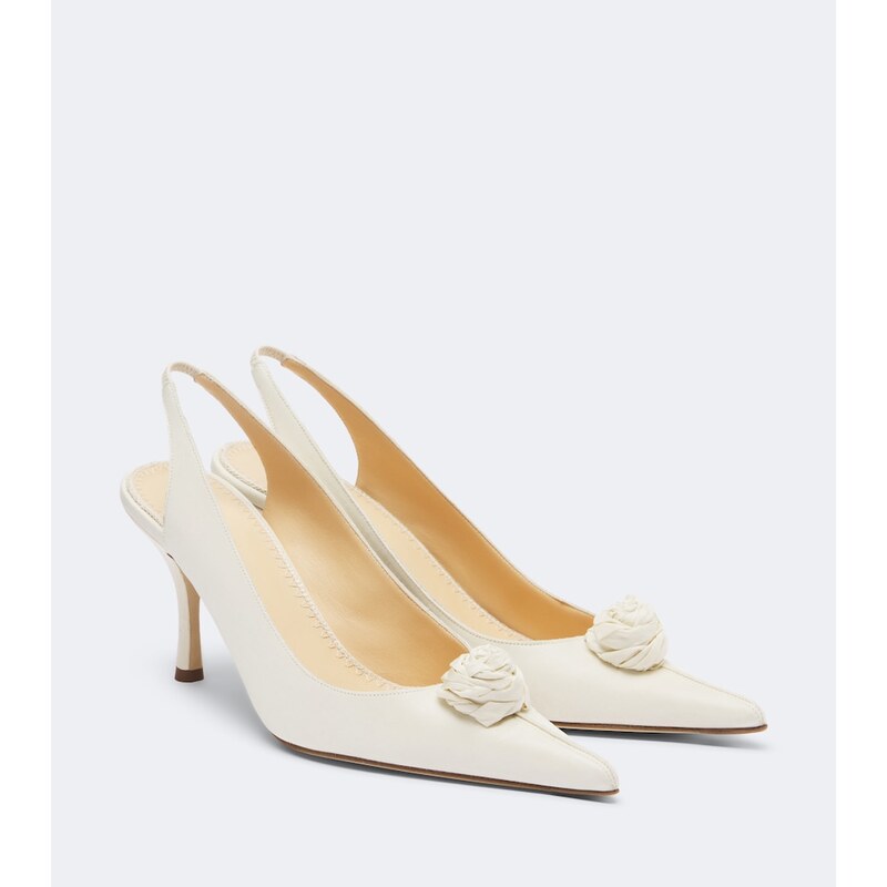 Magda Butrym Floral-appliquÃ satin slingback pumps