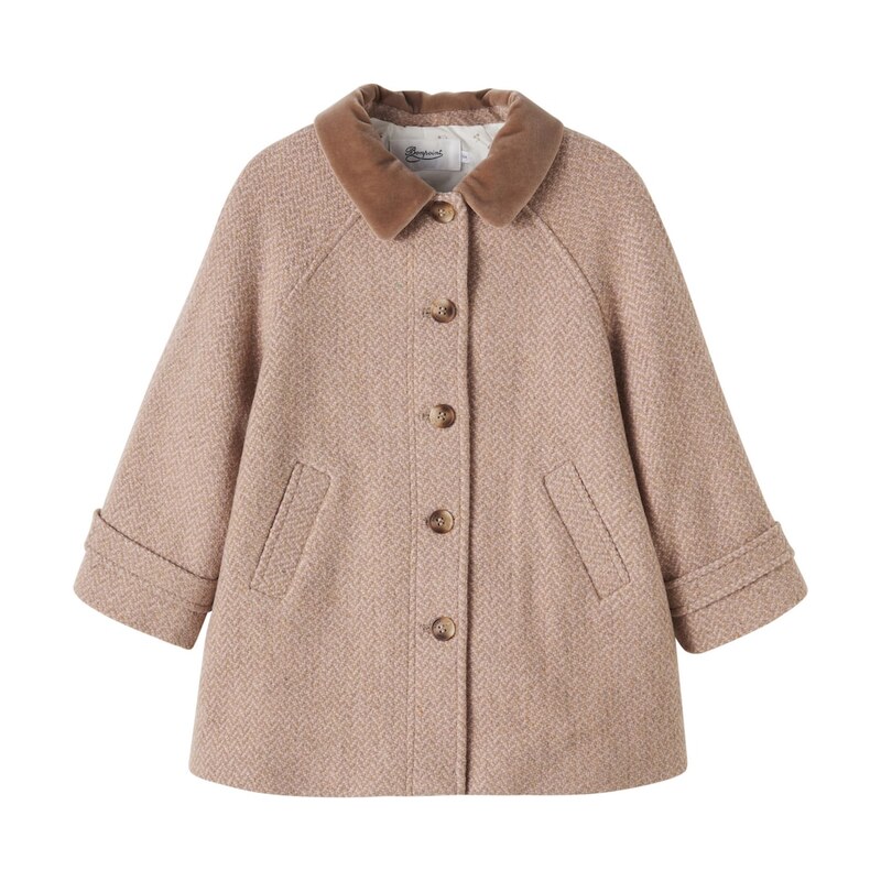 Bonpoint Jiba velvet-trimmed wool-blend coat