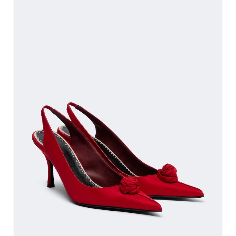 Magda Butrym Floral-appliquÃ satin slingback pumps