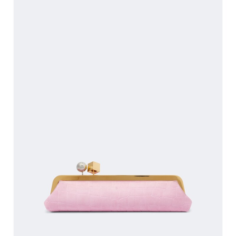 Jacquemus Salon croc-effect suede clutch