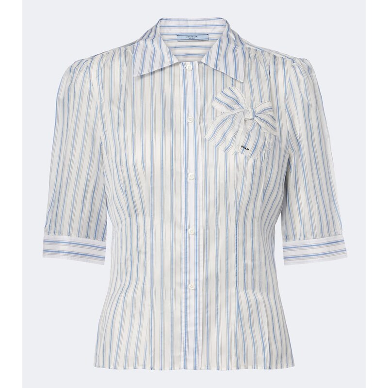 Prada Striped bow-detail shirt