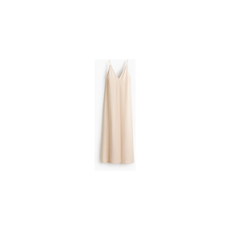 H&M - Mačkané šatys vázacími ramínky - Krémová