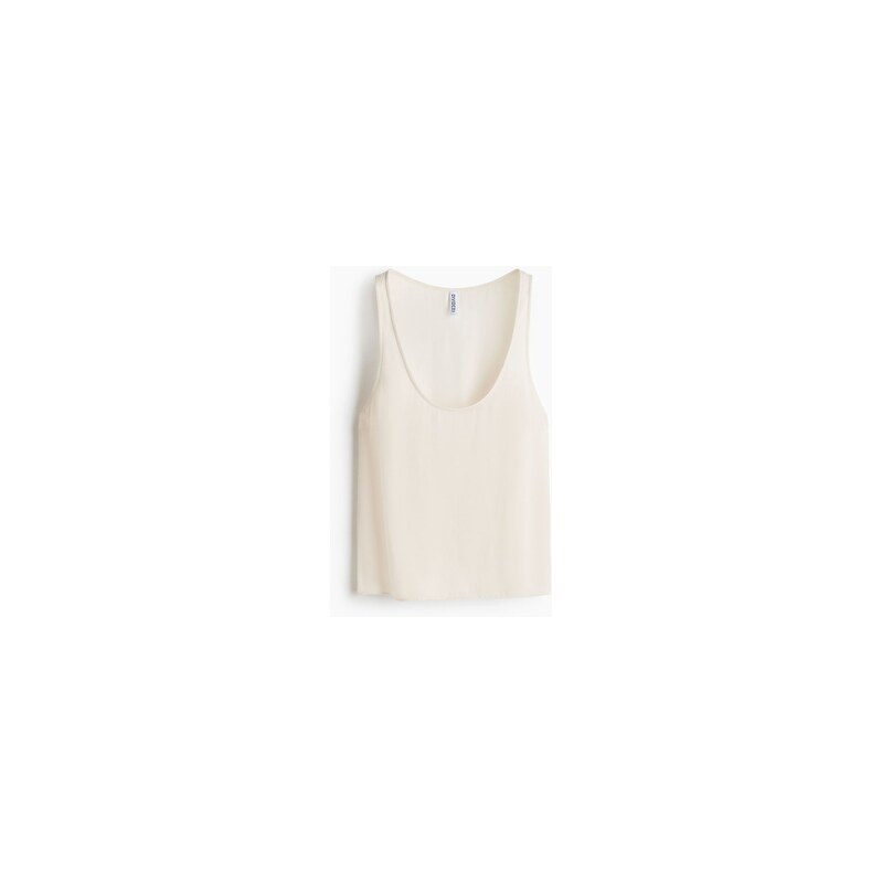 H&M - Šifonový tops hlubokým kulatým výstřihem - Krémová