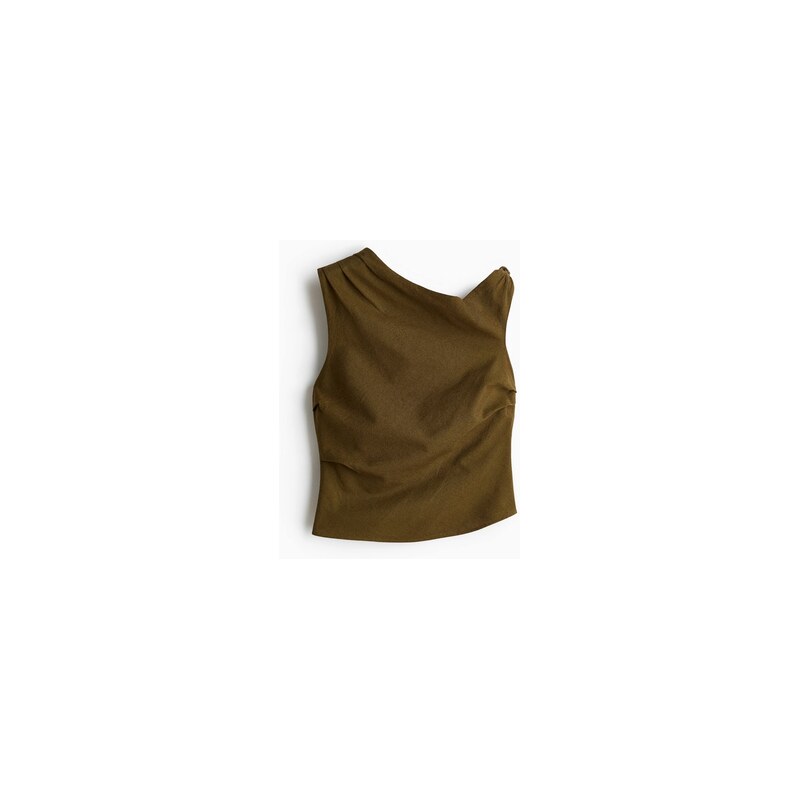 H&M - Tops uzlem odhalující rameno - Tmavě Zelená Khaki
