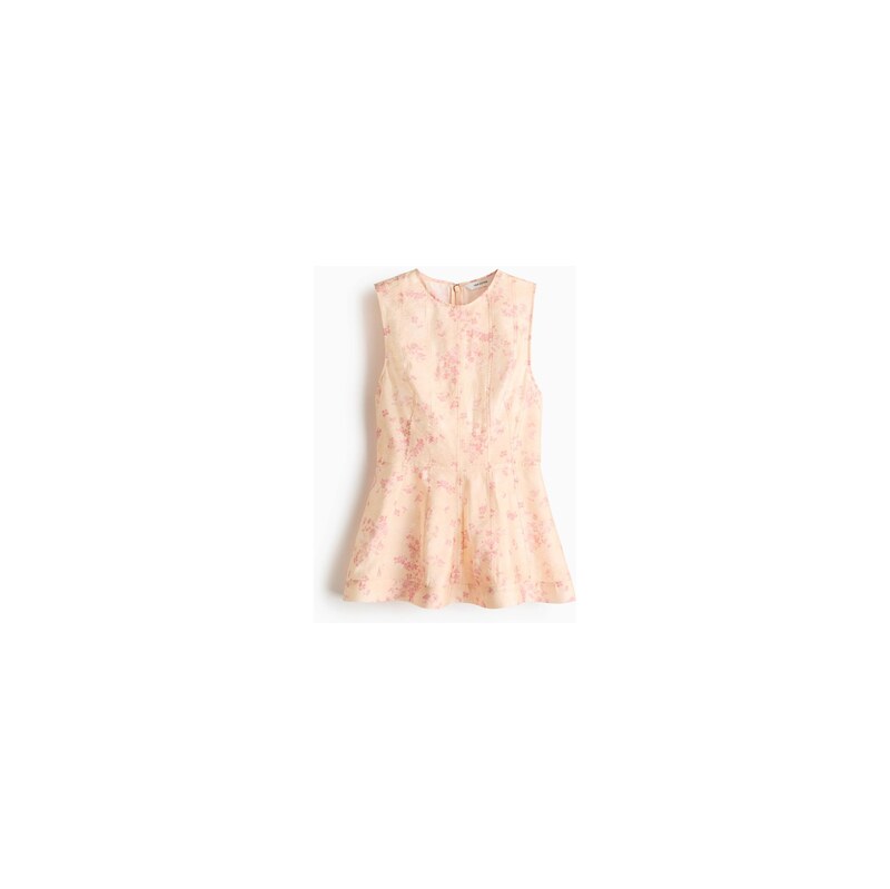 H&M - Top peplum bez rukávů - Broskvová/Květiny