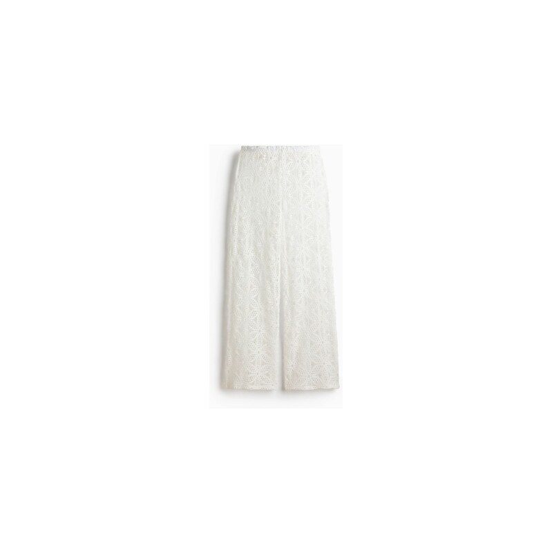 H&M - Široké krajkové kalhoty - Slonovinová