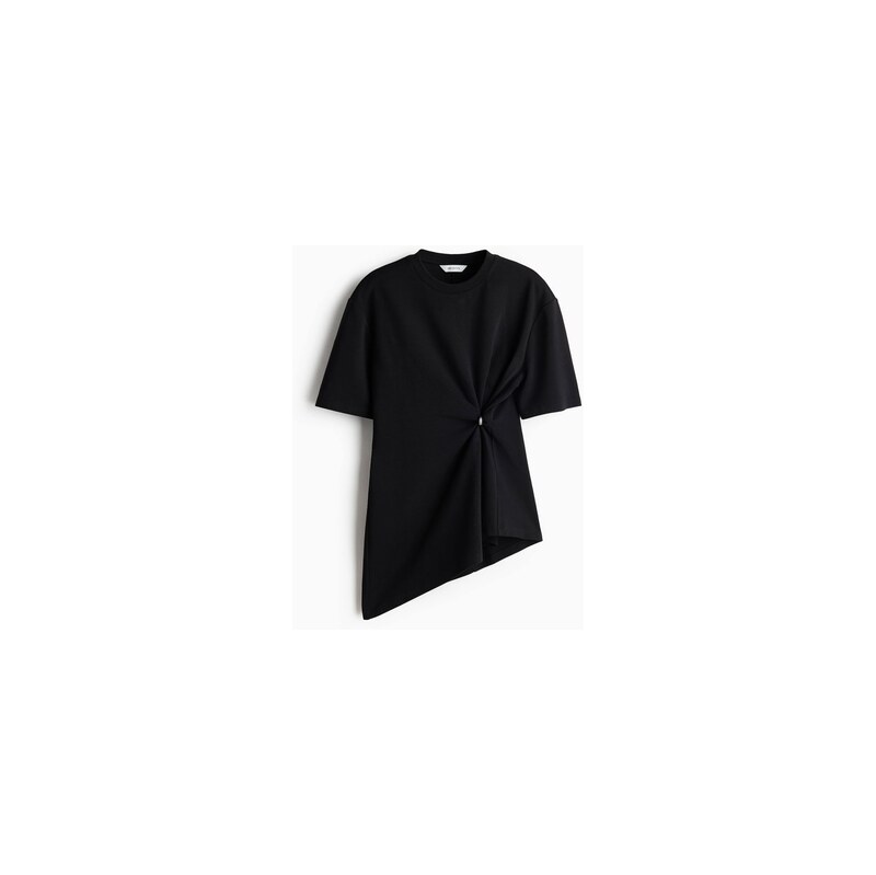 H&M - Asymetrický tops řasením - Černá