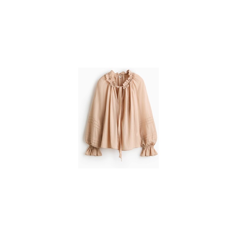 H&M - Halenkas volánkovým límečkem - Béžová