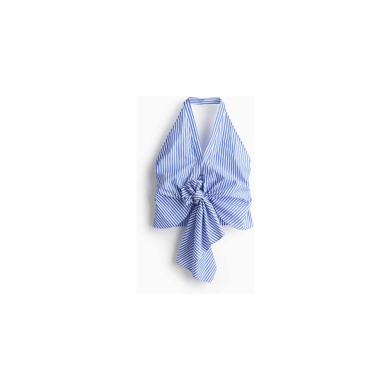 H&M - Top halternecks uzlem - Modrá/Proužky