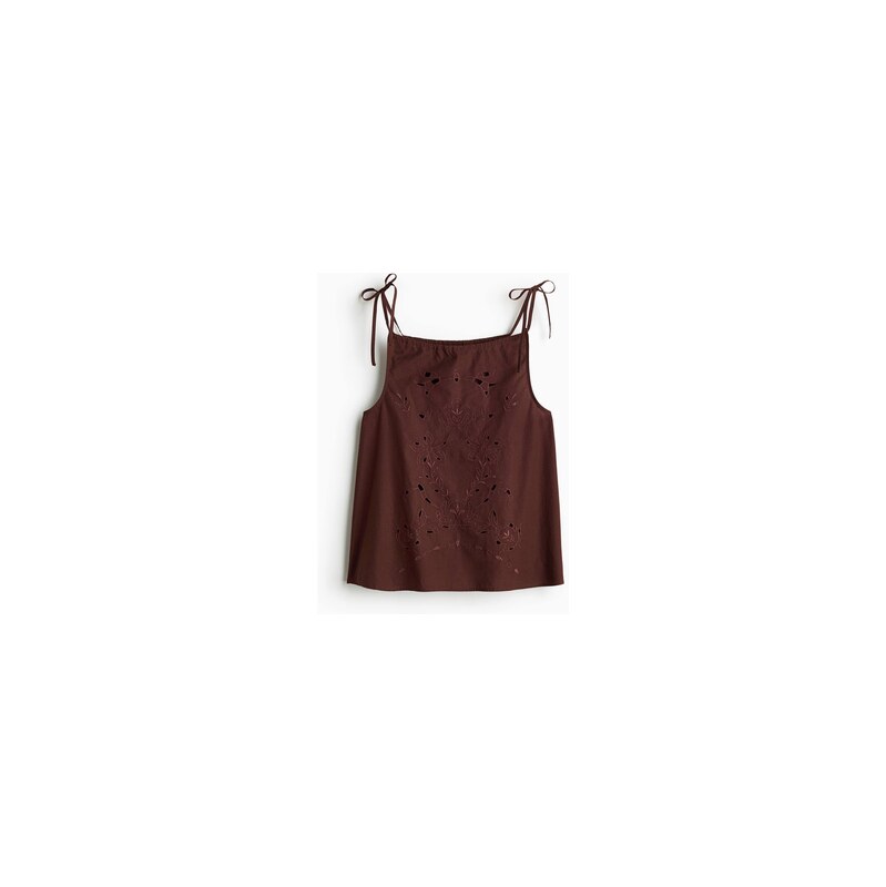 H&M - Top z madeirys vázacími ramínky - Hnědá