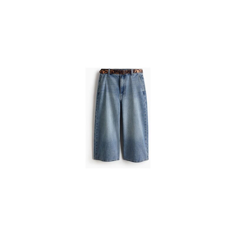 H&M - Wide High Waist Culotte Jeans - Světlý Denim Blue