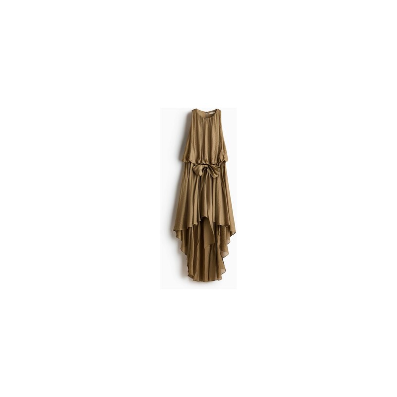 H&M - Objemné šatys vázačkami - Khaki Zelená