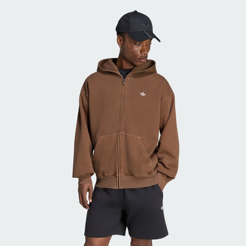 Adidas MIKINA S KAPUCÍ TREFOIL ESSENTIALS WASHED FULL ZIP LOOSE