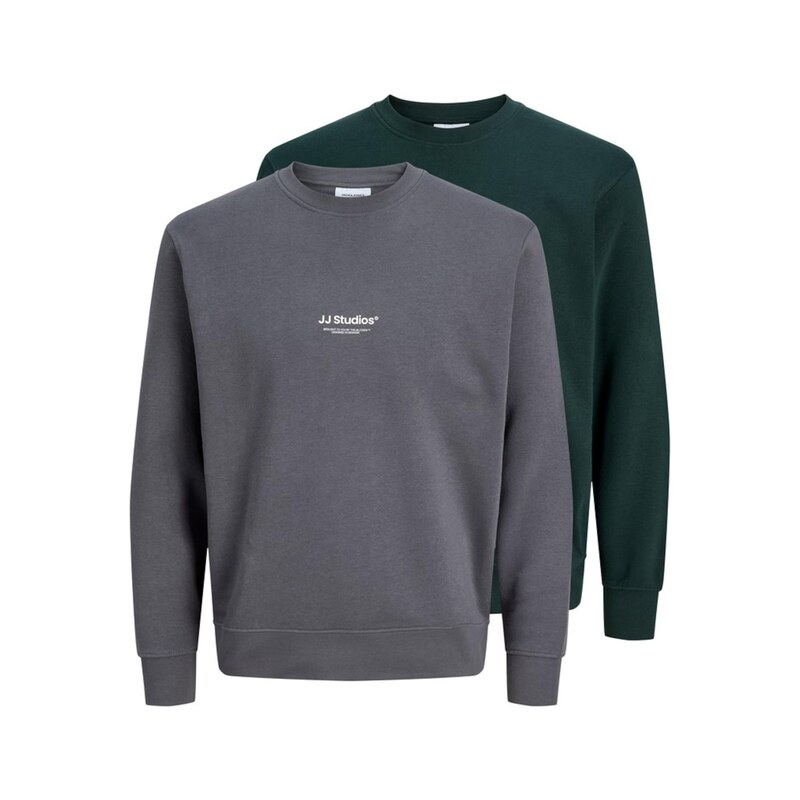 JACK & JONES Mikina JJESOHO šedá / jedle / bílá