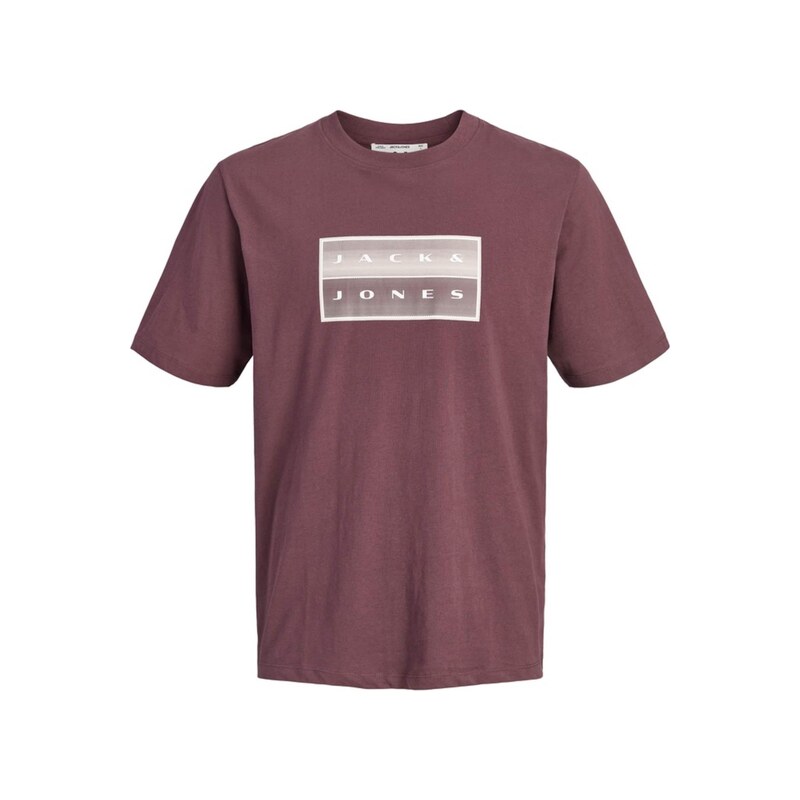 JACK & JONES Tričko JCOFusion bordó / bílá