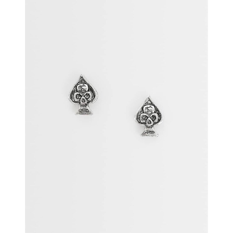 ASOS DESIGN ace of spades skull detail stud earrings in