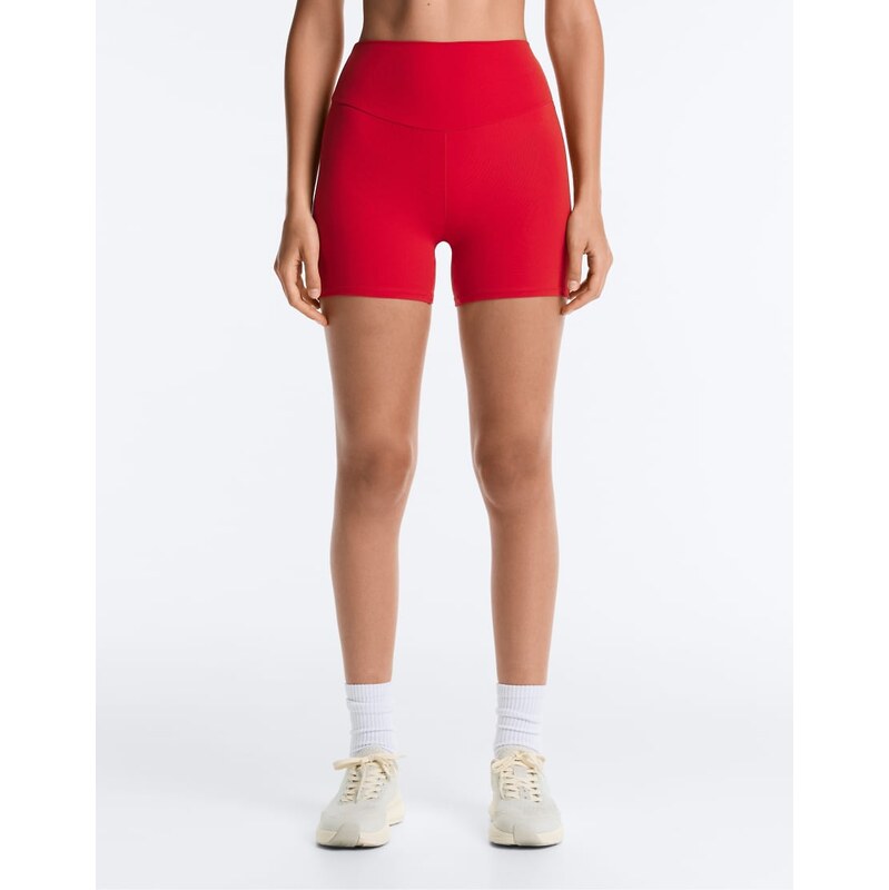 OYSHO Comfortlux high-rise 10cm hot pants in strong red