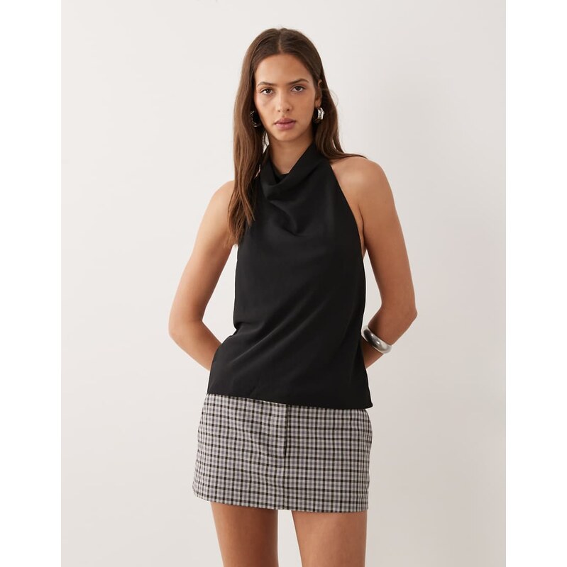 Mango cowl neck sleeveless top in black