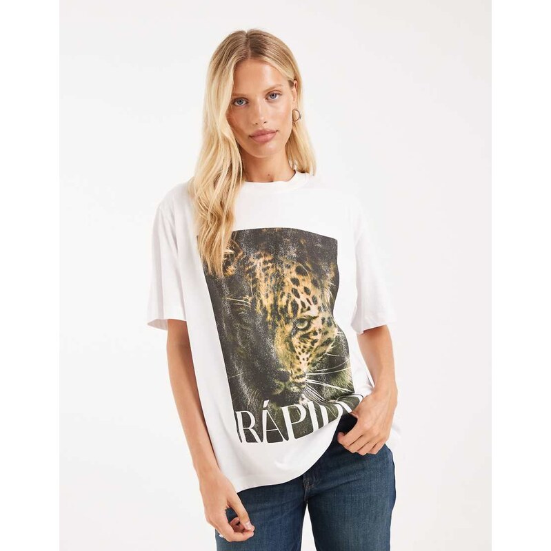 ASOS DESIGN Oversized T-shirt with Rapido leopard graphic in