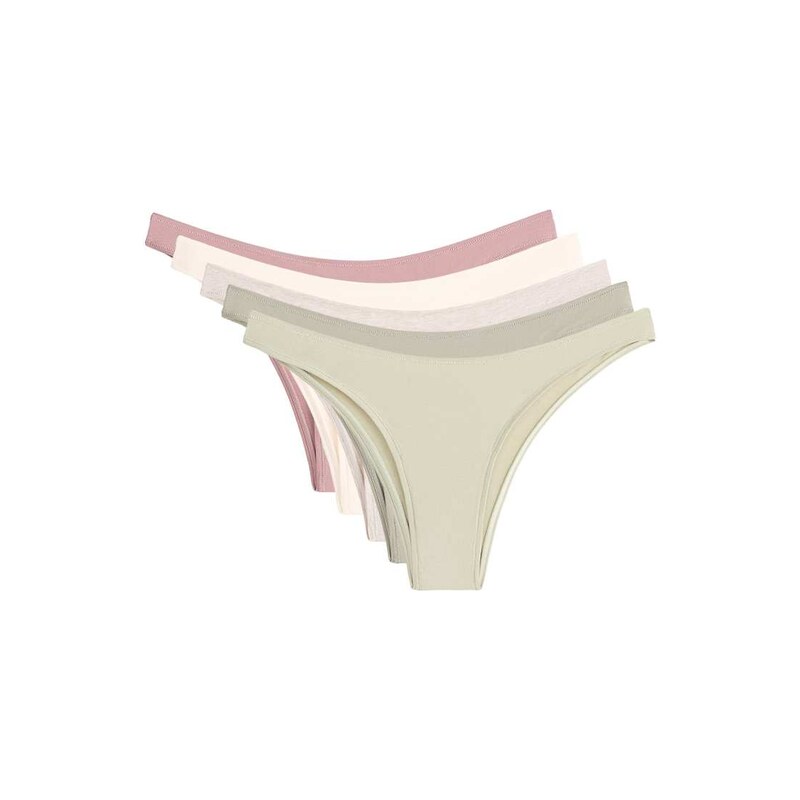 OYSHO 5 cotton blend brazilian briefs in khaki-Green