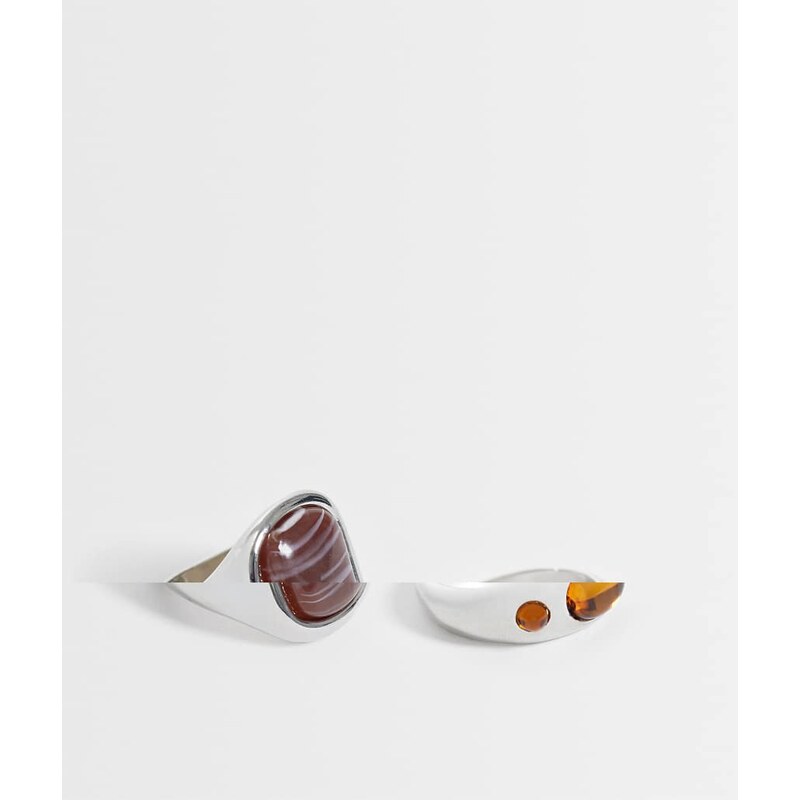 Pieces 2 pack resin stone rings in silver tone