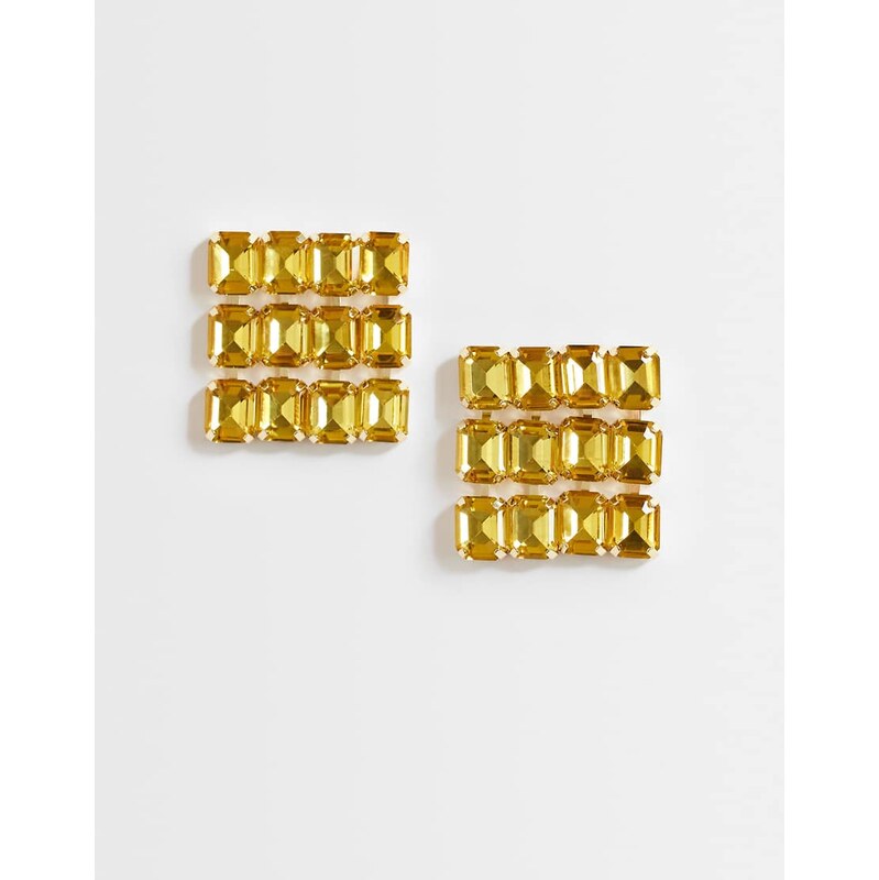 Topshop Eddie square statement earrings in gold